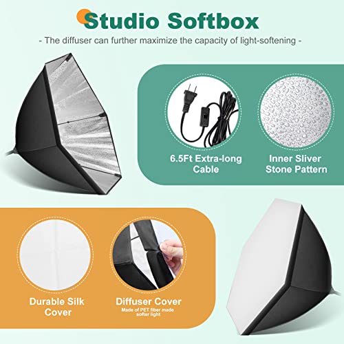 Torjim Softbox Lighting Kit, 30"X30" Professional Photography Lighting Kit for Filming Model Portrait Product Fashion Photography, Continuous Lighting Kit for Video Recording, Portraits Shooting