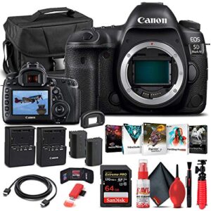 canon eos 5d mark iv dslr camera (body only) (1483c002) + 64gb memory card + case + corel photo software + lpe6 battery + external charger + card reader + hdmi cable + cleaning set + more (renewed)