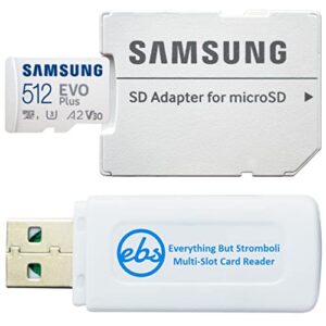 samsung 512gb evo+ micro sd memory card for samsung phone works with galaxy note 20 ultra 5g, a42 5g, a21 phone (mb-mc512ka) bundle with (1) everything but stromboli microsdxc & sd card reader