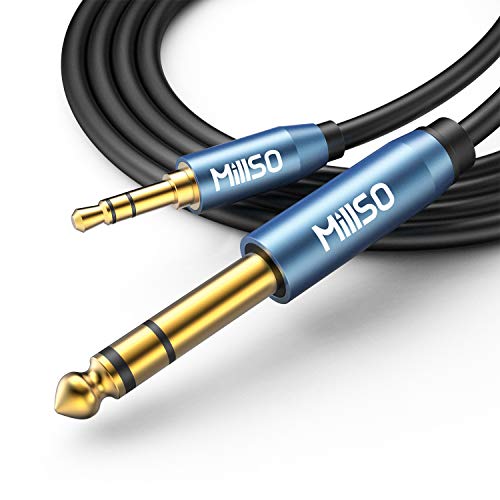 MillSO 6.35mm Male 1/4 to 3.5mm Male 1/8 TRS Stereo Audio Cable (16 Feet), Headphone Adapter 1/8 to 1/4 AUX Adapter for Guitar Amp, Keyboard, Piano, Amplifiers, Home Theater Devices, or Mixer