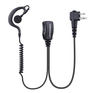 commixc (2 pack) walkie talkie earpiece, 2-pin 2.5mm/3.5mm g shape walkie talkie headset with ptt mic, compatible with motorola two-way radios