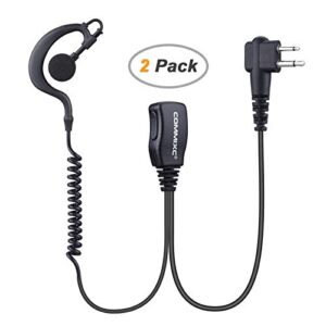 COMMIXC (2 Pack) Walkie Talkie Earpiece, 2-Pin 2.5mm/3.5mm G Shape Walkie Talkie Headset with PTT Mic, Compatible with Motorola Two-Way Radios