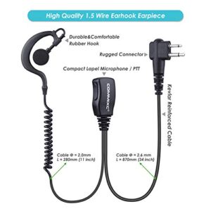 COMMIXC (2 Pack) Walkie Talkie Earpiece, 2-Pin 2.5mm/3.5mm G Shape Walkie Talkie Headset with PTT Mic, Compatible with Motorola Two-Way Radios