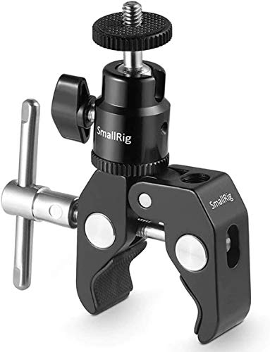 SmallRig Super Clamp Mount with Mini Ball Head Mount, Hot Shoe Adapter with 1/4 Screw for LCD Field Monitor, LED Lights, Flash, Microphone, for Gopro, for DJI Action 2, for Insta360 - 1124