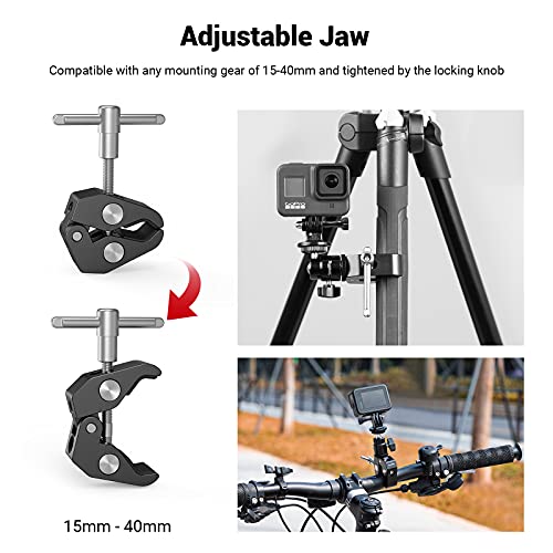 SmallRig Super Clamp Mount with Mini Ball Head Mount, Hot Shoe Adapter with 1/4 Screw for LCD Field Monitor, LED Lights, Flash, Microphone, for Gopro, for DJI Action 2, for Insta360 - 1124