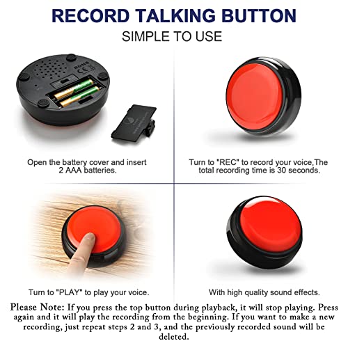 DAUH Recordable Button Dog Talking Button Dog Buttons for Communication 30 Seconds Easy Button for Dog or Cat Training Parent-Child Interaction Office Games Creative Gifts (Including Batteries