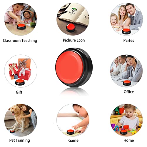 DAUH Recordable Button Dog Talking Button Dog Buttons for Communication 30 Seconds Easy Button for Dog or Cat Training Parent-Child Interaction Office Games Creative Gifts (Including Batteries