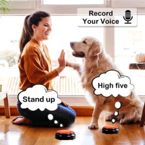 DAUH Recordable Button Dog Talking Button Dog Buttons for Communication 30 Seconds Easy Button for Dog or Cat Training Parent-Child Interaction Office Games Creative Gifts (Including Batteries