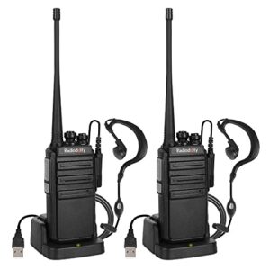 radioddity ga-2s long range walkie talkies for adults uhf two way radio rechargeable with micro usb charging + air acoustic earpiece with mic, for school retail business (2 pack)