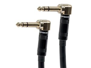 monoprice premier series 1/4 inch (trs) right angle male to right angle male 16awg cable cord – 3 feet- black (gold plated)