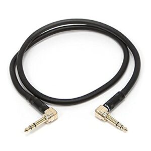 Monoprice Premier Series 1/4 Inch (TRS) Right Angle Male to Right Angle Male 16AWG Cable Cord - 3 Feet- Black (Gold Plated)