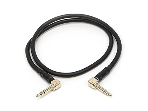 Monoprice Premier Series 1/4 Inch (TRS) Right Angle Male to Right Angle Male 16AWG Cable Cord - 3 Feet- Black (Gold Plated)