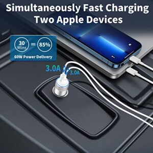 [Apple MFi Certified] iPhone Fast Car Charger, Braveridge 60W Dual USB-C PD Power PPS Rapid Car Charger with 2 Pack Type-C to Lightning Quick Charging Cable for iPhone 14/13/12/11/XS/XR/X/iPad/AirPods