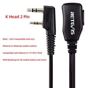 Case of 10, Retevis Walkie Talkies Earpiece with Mic 2 Pin Acoustic Tube Headset Compatible with Baofeng UV-5R Retevis H-777 RT21 RT22 Arcshell AR-5 Two Way Radio