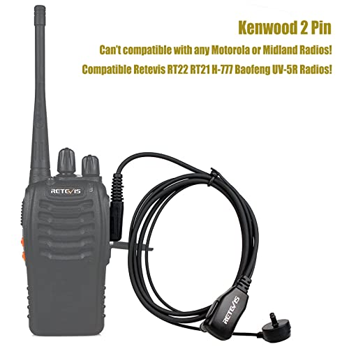 Case of 10, Retevis Walkie Talkies Earpiece with Mic 2 Pin Acoustic Tube Headset Compatible with Baofeng UV-5R Retevis H-777 RT21 RT22 Arcshell AR-5 Two Way Radio