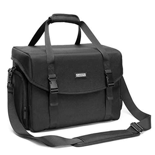 CADeN Camera Bag Case Shoulder Messenger Bag with Tripod Holder Compatible for Nikon, Canon, Sony, DSLR SLR Mirrorless Cameras Waterproof (Black, Large)