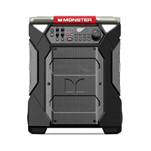 monster rockin’ roller 270 portable indoor/outdoor wireless speaker, 200 watts, up to 100 hours playtime, ipx4 water resistant, qi charger, connect to another tws speaker