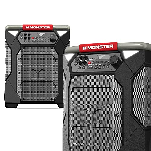 Monster Rockin' Roller 270 Portable Indoor/Outdoor Wireless Speaker, 200 Watts, Up to 100 Hours Playtime, IPX4 Water Resistant, Qi Charger, Connect to Another TWS Speaker