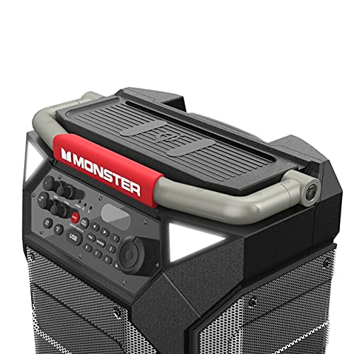 Monster Rockin' Roller 270 Portable Indoor/Outdoor Wireless Speaker, 200 Watts, Up to 100 Hours Playtime, IPX4 Water Resistant, Qi Charger, Connect to Another TWS Speaker