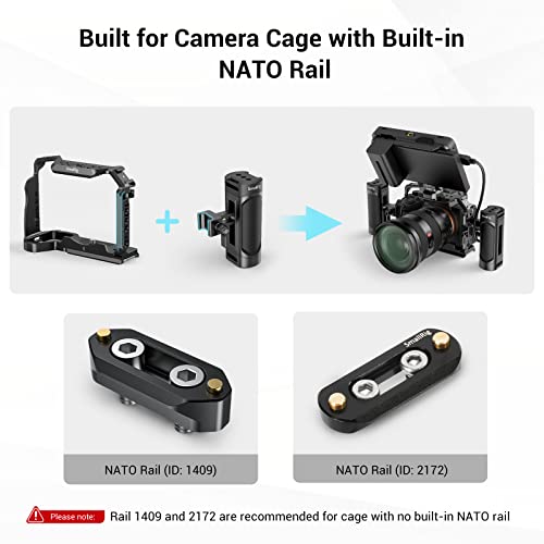 SmallRig Mini NATO Side Handle with Dual 1/4"-20 Screw Mount for Camera Cage, Built-in Wrench, Up and Down Adjustable - 3813