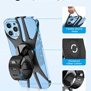 iBytoc Bike Phone Mount, [360°Rotation Shockproof] Bicycle Phone Holder, Universal Silicone Motorcycle Phone Mount Compatible with iPhone 14 13 12 11 Pro Max, More 4.0"-6.7" Phone