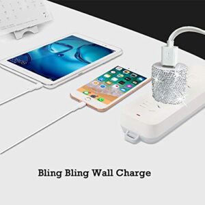 USB Wall Charger Bling 5V/2.4A 24W Dual Port Fast Charger Plug Cell Phone Block Adapter White for iPhone Android Samsung Pad Tablet etc