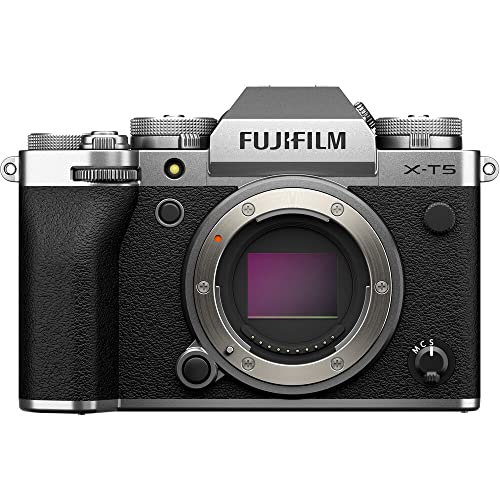 Fujifilm X-T5 Mirrorless Digital Camera (Body Only) (Silver, 16782337) Bundle with Sony 64GB SF-M UHS-II Memory Card + Corel Photo Editing Software + Large Camera Bag + Camera Cleaning Kit + More