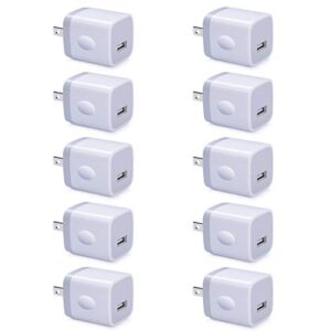 usb wall plug 10 pack, uorme 1a 5v single port wall charger power adapter cube block box for iphone se 14 plus 13 12 pro xs xr x, samsung galaxy a13 s22 s21fe a21 a71 a51 a31 s10e s9 s8, pixel 6