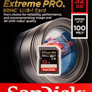 SanDisk 32GB (Two Pack) Extreme Pro Memory Card works with Nikon D3400, D3300, D750, D5500, D5300, D500, AW130, W100, L840 Digital DSLR Camera SDHC 4K V30 UHS-I with Everything But Stromboli Reader