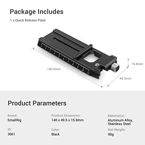 SMALLRIG Camera Quick Release Plate Adapter with Arca-Swiss for DJI RS 2/RSC 2/RS 3/RS 3 Pro & for Ronin-S Gimbal - 3061