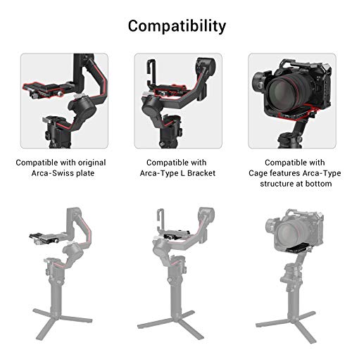 SMALLRIG Camera Quick Release Plate Adapter with Arca-Swiss for DJI RS 2/RSC 2/RS 3/RS 3 Pro & for Ronin-S Gimbal - 3061