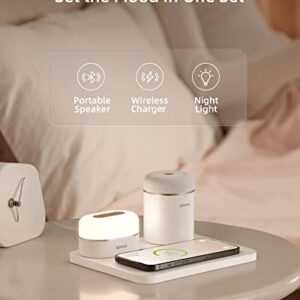 EZVALO 3 in 1 Charger Station with LED Night Light, Portable Bluetooth Speaker, Wireless Charging Station for Multiple iPhone, Samsung/Huawei/Honor/Xiaomi/Oppo, Gifts for Women, Birthday Tech Gifts