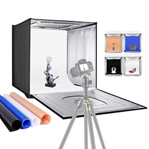 neewer photo studio light box, 24” × 24” shooting light tent with adjustable brightness, foldable and portable tabletop photography lighting kit with 120 led lights and 4 colored backdrops