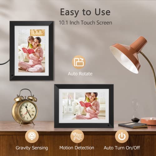 Digital Picture Frame - Benibela 10.1 Inch WiFi AI Smart Electronic Digital Photo Frame, Touch Screen, 32GB, Auto-Rotate, AI Recognition, 2 Filter Modes, Share Video via Email App USB, Wall Mountable