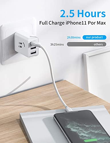 USB Wall Charger, Upgraded UL Certified 3-Pack 3-Port 3.1A Charging Block USB Plug Cube Compatible for iPhone 11/Xs/XS Max/XR/X/8/7/6/Plus,iPad Air/Mini,Galaxy10/9/8/7,Note9/8,Nexus and More