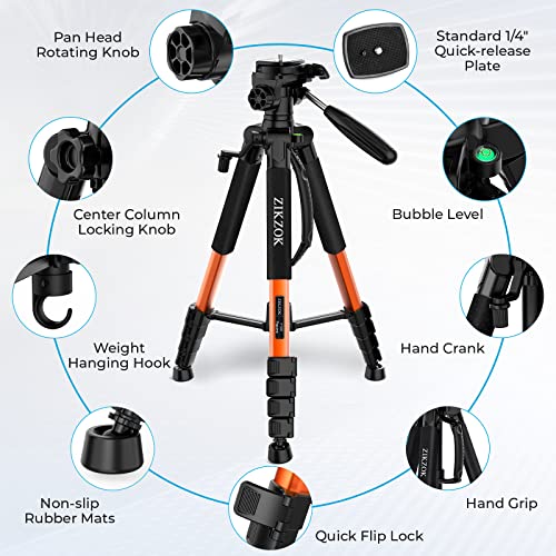 75 inch Travel Camera Tripod, Lightweight Aluminum Video Tripod for DSLR SLR Canon Nikon Sony Olympus DV with Carry Bag