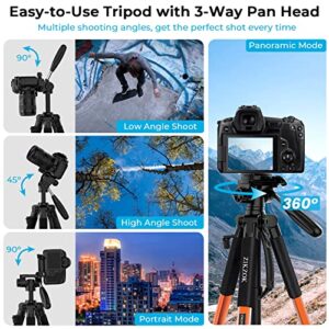 75 inch Travel Camera Tripod, Lightweight Aluminum Video Tripod for DSLR SLR Canon Nikon Sony Olympus DV with Carry Bag