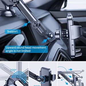 Phone Mount for Car (3 in 1) Dashboard Windshield Air Vent [Multi-Angle Adjustment Arm] Dash Phone Holder Mount, Car Cell Phone Holder, Hands Free iPhone Stand for Car Fit for All Mobile Phones.