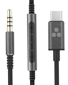 thore replacement headpone cable with usb c connector (3.5mm) audio aux cord with mic (male 3.5mm auxiliary) microphone/volume remote (compatible with beats/sony/sennheiser and audio technica) black
