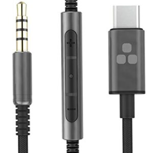 Thore Replacement Headpone Cable with USB C Connector (3.5mm) Audio Aux Cord with Mic (Male 3.5mm Auxiliary) Microphone/Volume Remote (Compatible with Beats/Sony/Sennheiser and Audio Technica) Black