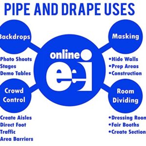 OnlineEEI, Portable Pipe and Drape Backdrop Kit, 8ft x 20ft Breakapart, Black Drapes (BBD9990820CDPR750)