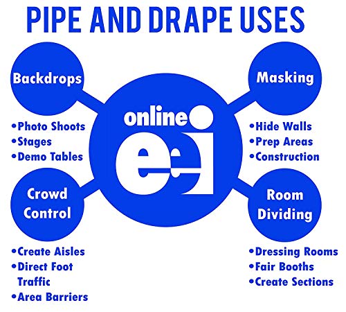 OnlineEEI, Portable Pipe and Drape Backdrop Kit, 8ft x 20ft Breakapart, Black Drapes (BBD9990820CDPR750)
