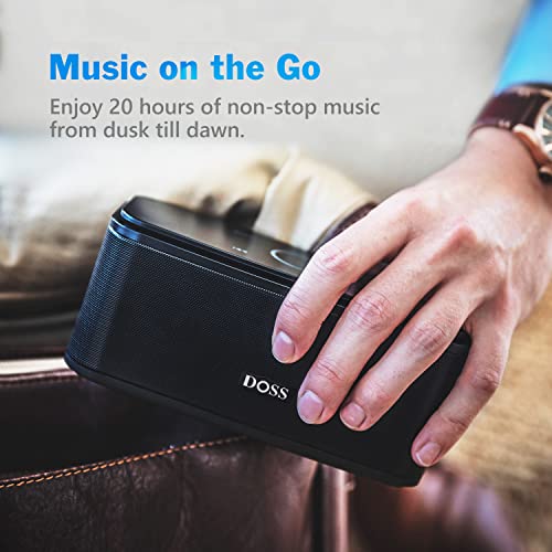 DOSS Bluetooth Speaker, SoundBox Touch Portable Wireless Speaker with 12W HD Sound and Bass, IPX5 Water-Resistant, 20H Playtime, Touch Control, Handsfree, Speaker for Home, Outdoor, Travel-Black