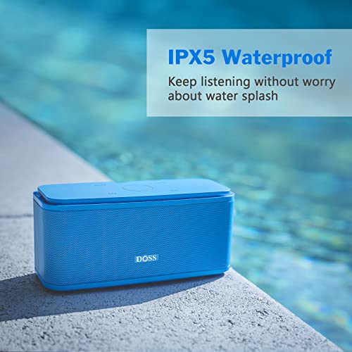 DOSS Bluetooth Speaker, SoundBox Touch Portable Wireless Speaker with 12W HD Sound and Bass, IPX5 Water-Resistant, 20H Playtime, Touch Control, Handsfree, Speaker for Home, Outdoor, Travel-Black