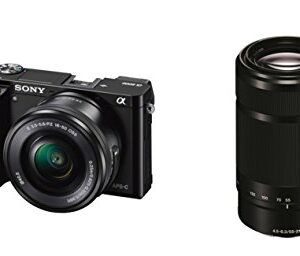 Sony a6000 mirrorless Camera Bundle 16-50mm F3.5-5.6 and 55-210mm F4.5-6.3 Lens, 32GB Card, case (Renewed)