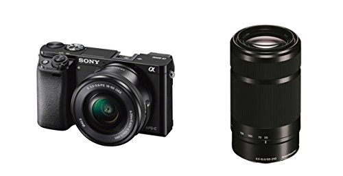 Sony a6000 mirrorless Camera Bundle 16-50mm F3.5-5.6 and 55-210mm F4.5-6.3 Lens, 32GB Card, case (Renewed)