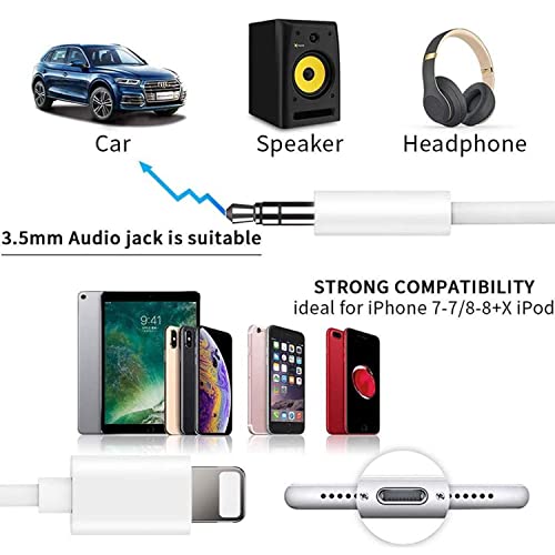 [Apple MFi Certified] iPhone AUX Cord for Car Stereo, 3.3ft Lightning to 3.5mm AUX Audio Cable Compatible for iPhone 12/11/XS/XR/X 8 7 6 5, Home Stereo/Headphone, Support All iOS