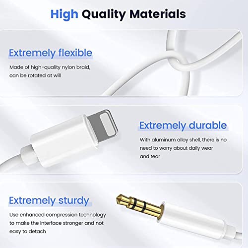 [Apple MFi Certified] iPhone AUX Cord for Car Stereo, 3.3ft Lightning to 3.5mm AUX Audio Cable Compatible for iPhone 12/11/XS/XR/X 8 7 6 5, Home Stereo/Headphone, Support All iOS