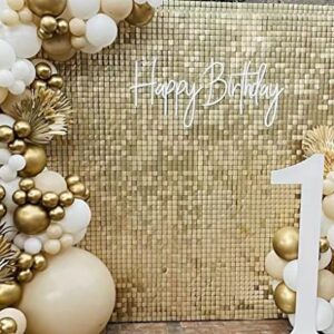 Easy Setup 24 Panel Square Sequin Shimmer Wall Panels for Party Decorations – Best Party Decor for Wedding, Anniversary, Birthday, Engagement and Bachelorette Parties (Light Gold, 24)