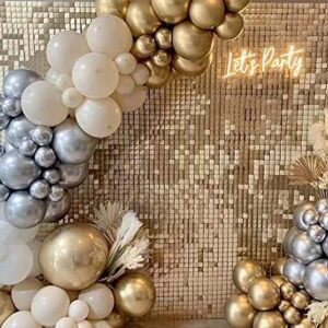 Easy Setup 24 Panel Square Sequin Shimmer Wall Panels for Party Decorations – Best Party Decor for Wedding, Anniversary, Birthday, Engagement and Bachelorette Parties (Light Gold, 24)